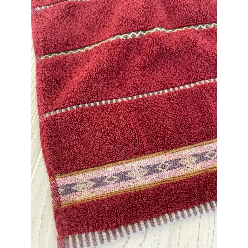 Vtg Ralph Lauren Set‎ of 2 Red Southwest Face Cloth Cotton  Washcloths